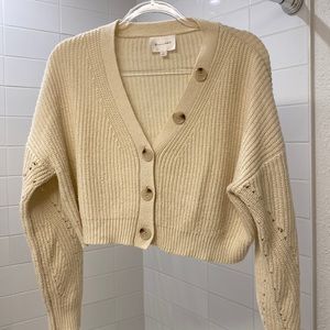 Cream Line & Dot Slouchy Sweater